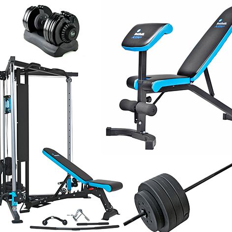 Exercise equipment, Gym, Exercise machine, Weightlifting machine, Bench, Room, Sports equipment, Weights, 