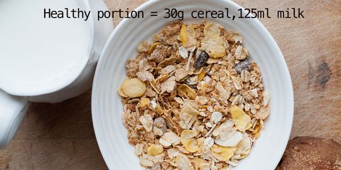 Healthy portion of bowl of cereal