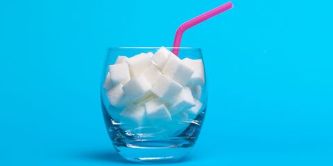 Sugar cubes in a glass