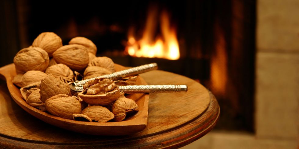 Walnuts by fire Christmas
