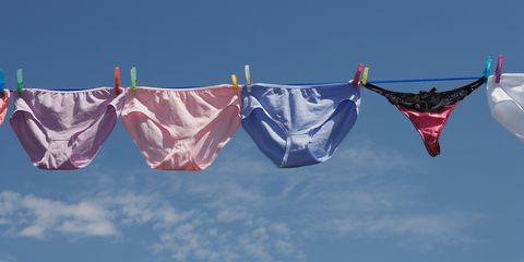 Underwear pegged on washing line
