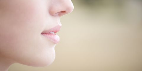 Profile of female mouth and nose.