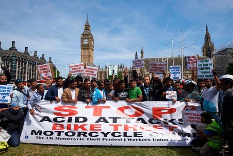 Delivery drivers protest over recent acid attacks in London