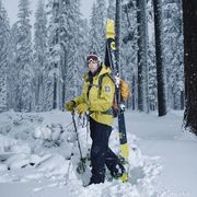 Winter, Freezing, Tree, Snow, Mammal, Forest, Jacket, Adventure, Winter sport, Ski Equipment, 