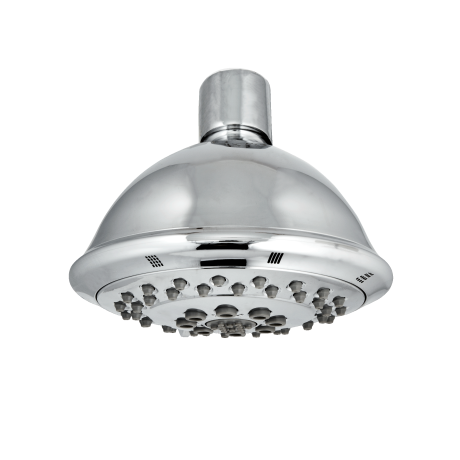 <a target="_blank" href="http://www.danze.com/4-three-function-showerhead/d460047/">Danze 4" 3-Function Showerhead D460047</a> ($54)

Our testers found this one easy to install, and it offers a fast rinse thanks to wide coverage and a strong flow.

<strong>Good to know:</strong> It had a 1.6 gpm flow rate in our test, so it's great for savings. (A low flow rate doesn't necessarily mean a less powerful spray — just that less water is used).