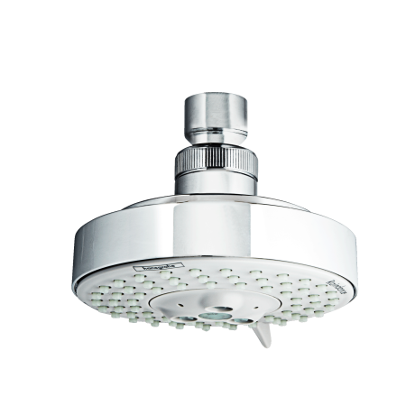 <a target="_blank" href="http://www.hansgrohe-usa.com/articledetail-raindance-raindance-s-100-air-green-3-jet-showerhead,-2.0-gpm-04340000.html">Hansgrohe Raindance S 100 Air Green 3-Jet Showerhead</a> ($146)

This modern beauty scored highest in performance: Testers raved about its stream intensity, and its wide coverage made rinsing a breeze. Also popular: its Whirl setting (think: rotating massage spray).

<strong>Good to know:</strong> Some found it hard to swivel (loosening the socket helps).