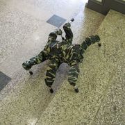 Camouflage, Military camouflage, Military person, Boot, Military uniform, Cargo pants, Military, Shadow, Army, Infantry, 