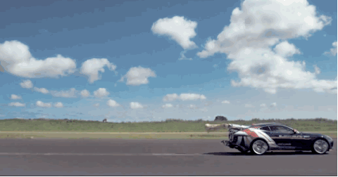 Watch the 1,000-Mph Car Test its Parachutes on a 180-Mph Jaguar