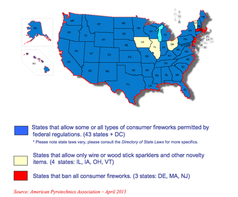 legal fireworks laws by state map Here Are The Fireworks Laws In Every State legal fireworks laws by state map