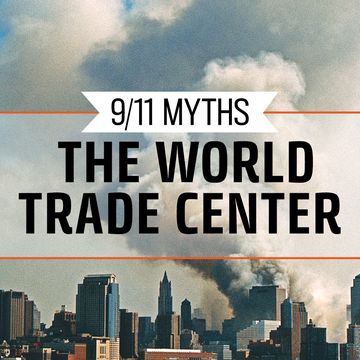 911 myths the world trade center banner