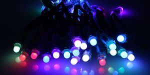 Light, Visual effect lighting, Blue, Lighting, Purple, Christmas lights, Water, Font, Technology, Electric blue, 