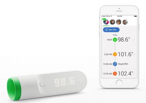 <p>What if you never had to stick a thermometer in your mouth, or ear (or elsewhere) ever again? <a href="http://www.withings.com/eu/en/products/thermo">The Withings Thermo</a> is a step in that direction. With built-in infrared sensors that take your temp, the Thermo just needs a little skin time. Apply directly to the forehead and you have your temperature  immediately, both on the Thermo's display and on the accompanying smartphone app. It's not quite a tricorder, but it's a step in that direction! </p>