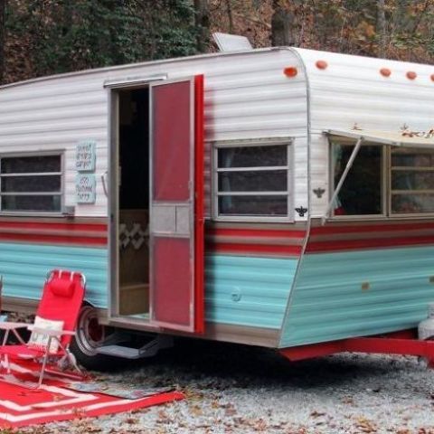Red, Travel trailer, Outdoor furniture, Mobile home, RV, Caravan, Classic, Outdoor table, 