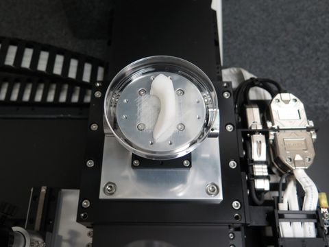The Integrated Tissue-Organ Printing System at work printing a jaw bone structure.
