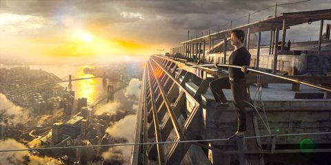 <p><strong><em>The Walk</em></strong></p><p><span class="redactor-invisible-space">The centerpiece of director Robert Zemeckis's <em>The Walk</em> is its re-creation of Philippe Petit's 1974 tightrope walk between the World Trade Center towers. Visual-effects supervisor Kevin Baillie explains how the sequence took shape.<span class="redactor-invisible-space"></span></span></p><p><span class="redactor-invisible-space"><span class="redactor-invisible-space"><strong>1. Creating the Background</strong><br></span></span></p><p><span class="redactor-invisible-space"><span class="redactor-invisible-space"><span class="redactor-invisible-space">The Twin Towers scenes were shot on a green screen, which required Baillie's team to construct New York from scratch. "New York today looks vastly different from what it did back in 1974," he says. "We couldn't go there and take a bunch of photos and call it a day. We ended up pulling thousands of reference photos from thousands of sources. We built every building, every window, every hot-dog stand in the street."<span class="redactor-invisible-space"></span></span></span></span></p><p><span class="redactor-invisible-space"><span class="redactor-invisible-space"><strong>2. Making it Real for the Cast</strong></span></span></p><p><span class="redactor-invisible-space"><span class="redactor-invisible-space"><span class="redactor-invisible-space">The set was forty by sixty feet, with the actors, including star Joseph Gordon-Levitt, standing twelve feet off the ground. "If you fell off from that height, you could hurt yourself, so there is a little bit of inherent fear built in there," Baillie says. To increase the anxiety for the actors, Baillie's team put together reference photos to give the performers an idea of what the ground would have looked like from the top of the towers. A SimulCam system "showed a real-time composite of video-game quality. You could see through the lens of the camera where the horizon was, how far down things were, vanishing points, so the actors knew that was what the camera was seeing, even though they just saw a sea of green."<span class="redactor-invisible-space"></span></span></span></span></p><p><span class="redactor-invisible-space"><span class="redactor-invisible-space"><strong>3. Building Fear</strong></span></span></p><p><span class="redactor-invisible-space"><span class="redactor-invisible-space"><span class="redactor-invisible-space">To provoke vertigo in the audience, Baillie, Zemeckis, and cinematographer Dariusz Wolski used two tricks. "If you start looking toward a horizon and you raise the camera above Philippe and show this giant depth below, that's one thing that definitely creates vertigo," Baillie explains. "And if you start a shot with the edge of the building in the frame and you move over it as if you're leaning over the edge to see down, it gives that feeling that the world is dropping beneath you."<span class="redactor-invisible-space"></span></span></span></span></p><p><span class="redactor-invisible-space"><span class="redactor-invisible-space"><strong>4. Performing the Walk</strong></span></span></p><p><span class="redactor-invisible-space"><span class="redactor-invisible-space"><span class="redactor-invisible-space"></span></span></span>Gordon-Levitt trained with Petit to learn wire walking, but Baillie also used a little digital trickery to assist his star. "He had a cable, a safety harness connected to his back," Baillie reveals. "But it wasn't there to support at all because if they put any tension on that, it throws you off balance when you're walking. It is only there to protect you if you fall. Luckily, he never did." That harness could be digitally erased, as could a bar they built for Gordon-Levitt—"a twenty-foot-long steel plank that was painted green, and we would raise it up below the wire. It was still twelve feet off the ground, but it had a slot going down the middle so that Joe's foot could still wrap around the wire. If he started to lose his balance, there was a plank there for him to rest his foot and regain his balance. Of course, digitally, we would erase all that, and it would look like just the wire was there."</p><p>To mimic Petit's most difficult moves on the wire—the few moves that Gordon- Levitt couldn't handle—Zemeckis recruited a former Cirque du Soleil performer, Jade Kindar-Martin. From there, Baillie would place Gordon-Levitt's face on top of Kindar-Martin's, invisibly marrying the actor's performance to the wire walker's. "There are about forty shots in the movie where it was a completely digital version of Joe's face," Baillie says.</p>