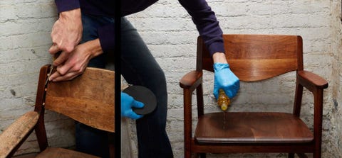 How To Re Furniture An Abused Piece Of Furniture Like This Walnut Chair Shows Its Age With Scratches Stains And Separated Joints After Several Courses Sanding