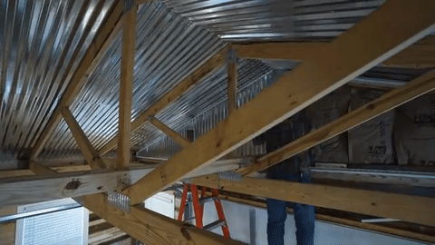 Cover Your Work Ceiling In Tin To Hide Ugly Insulation Cover Your Work Ceiling In Tin To, Best Way To Insulate Exposed Beam Ceiling