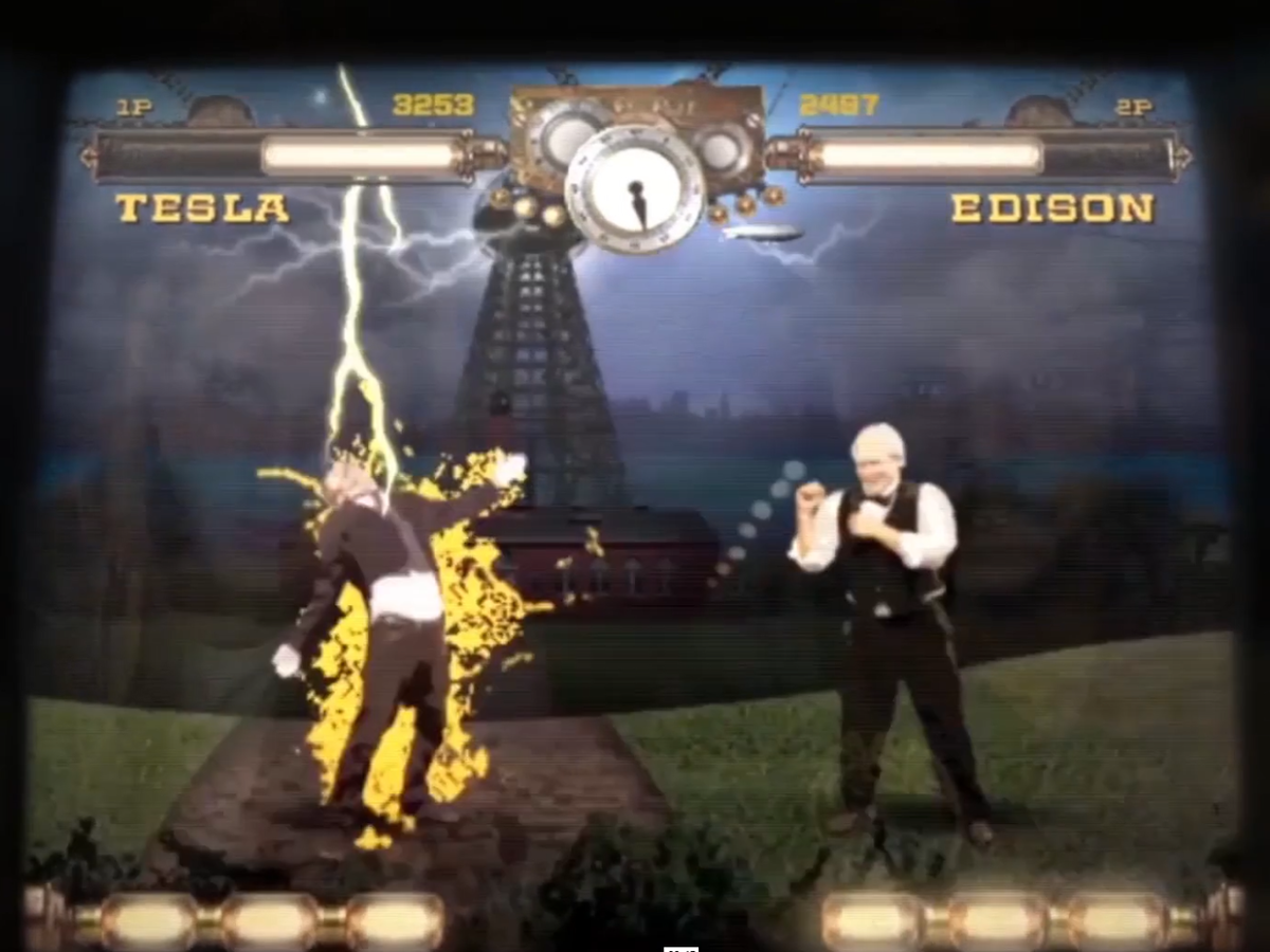 Tesla vs. Edison Arcade Game Shocks the Losing Player