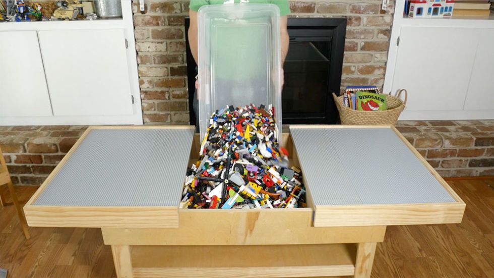 DIY Sliding Lego Table Keeps All Those Bricks in One Place