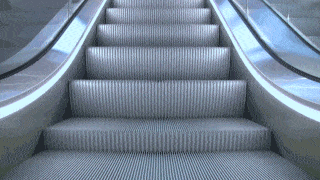 Stairs, Blue, Escalator, White, Line, Fixture, Parallel, Composite material, Metal, Steel, 