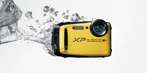 Yellow, Camera, Lens, Electronic device, Camera accessory, Digital camera, Point-and-shoot camera, Flash, Film camera, Gadget, 