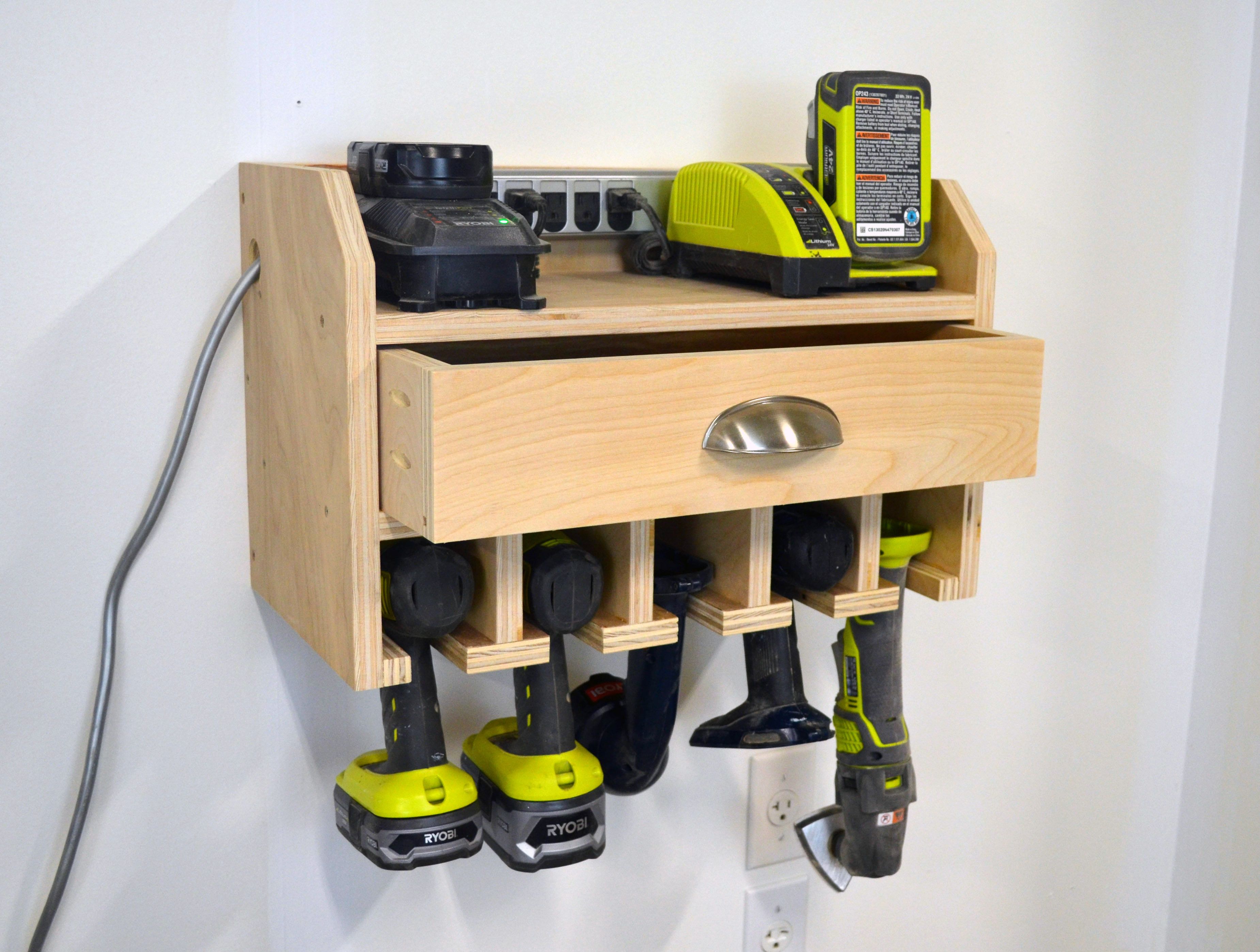 Diy cordless drill top charging station plans