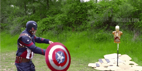 Jerry Miculek as Captain America with a shield