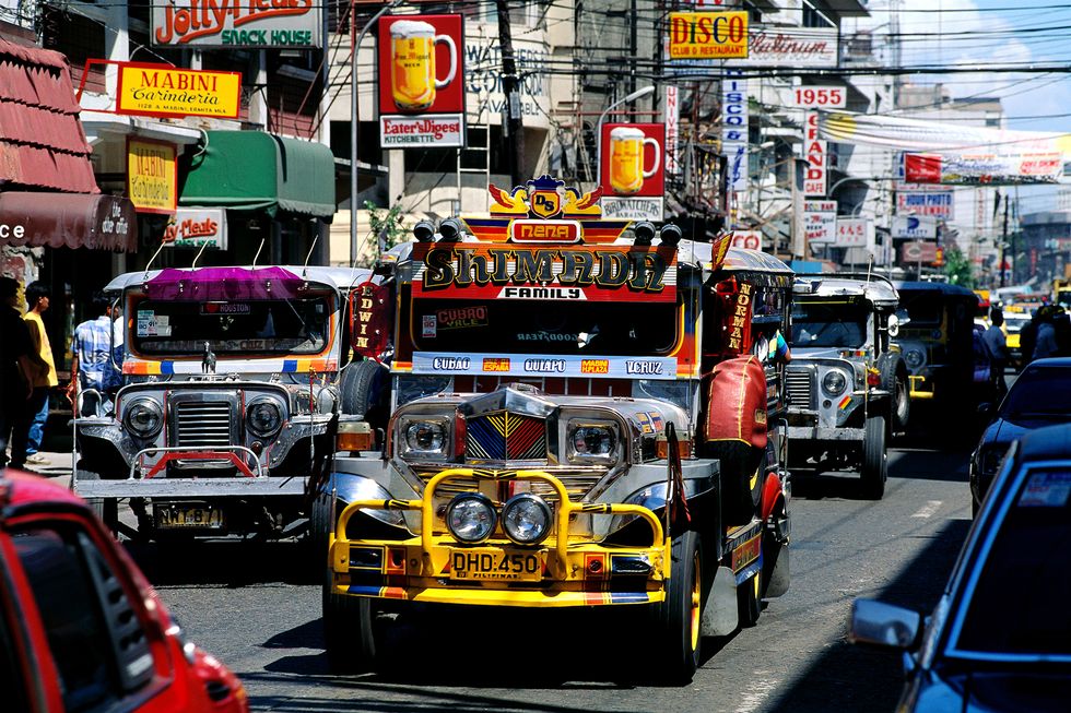 Philippines, jeepneys in the streets, Manilas public transportation A64B