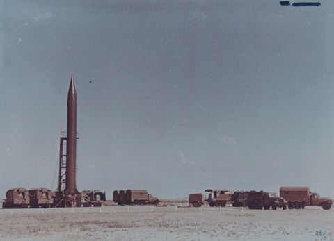  An R-5M nuclear-capable missile ready for liftoff from Kapustin Yar.