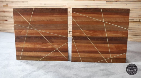 Diy Side Tables Bring Some Bling Into The Bedroom These Handmade Beauties However Will Stand Out Thanks To Their Butcher Block Teak Surface And Br Inlays