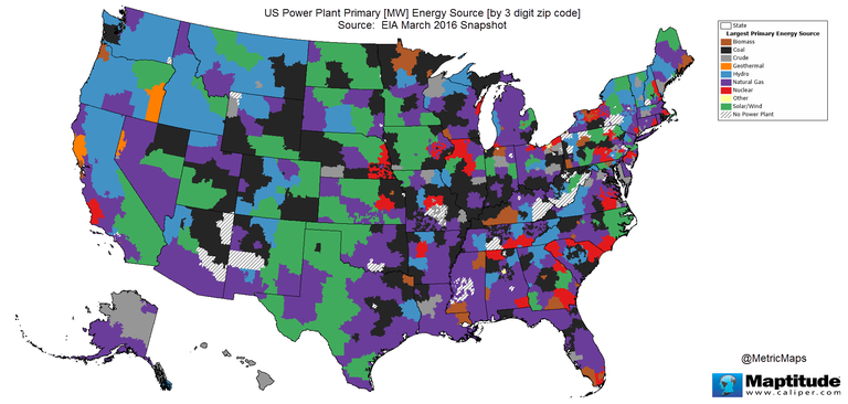 This Map Shows Power Plant Fuel Source By Area Code