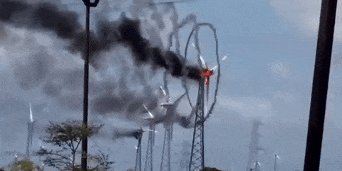 Watch A Wind Turbine On Fire Fan Its Own Flames