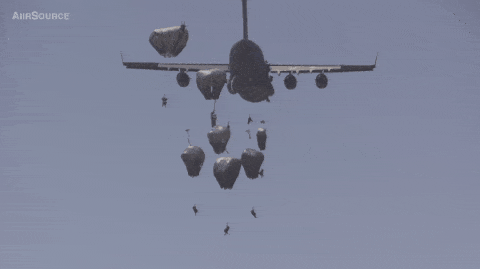 Paratroopers Jumping Out of a Plane