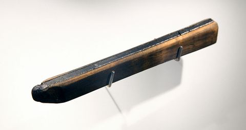 The oldest known pencil in the world, from the early 17th century, on display at the Faber-Castell castle near Nuremberg, Germany.