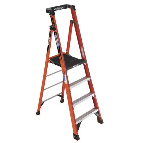 <p><strong data-redactor-tag="strong">W</strong><strong data-redactor-tag="strong">EIGHT RATING:</strong>&nbsp;300 lb</p><p><strong data-redactor-tag="strong">LIKES:</strong>&nbsp;Combines the best features of a stepladder and a scaffold in an easy-to-use product. The top work surface is a roomy 16 by 19 ½ inches, with four slots for debris from your work boots to fall through, and an arched guardrail that allows you to work safely while facing any direction. The rail also has clips to hold Werner Job Buckets.</p><p><strong data-redactor-tag="strong">DISLIKES:</strong>&nbsp;None.</p><p><strong data-redactor-tag="strong">WEIGHT:</strong>&nbsp;22 lb</p>
