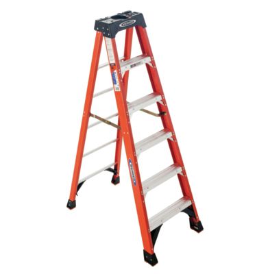<p><strong data-redactor-tag="strong">WEIGHT RATING:</strong>&nbsp;300 lb</p><p><strong data-redactor-tag="strong">LIKES:</strong>&nbsp;It's a classic fiberglass rail stepladder after a serious overhaul. The platform has a quart-can-size recess, a hook for a paint can, two notches that hold a Werner toolbox, and plenty of grooves and holes for tools. Built-in magnets keep loose screws from rolling off the side, and four oversize foot pads give the ladder a firm foundation.</p><p><strong data-redactor-tag="strong">DISLIKES:</strong>&nbsp;None.</p><p><strong data-redactor-tag="strong">WEIGHT:</strong>&nbsp;22 lb</p>