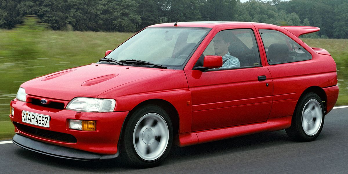 <p>The early 1990s was a good time for rally cars–Mitsubishi began campaigning the Lancer Evolution, Toyota had the Celica GT-Four, the Lancia Delta Integrale was still winning races, and Ford had this, the Escort RS Cosworth. This nutty three-door was a homologation special for Ford's Group A rally program, and came equipped with a Cosworth-designed four-cylinder and a glorious rear wing.</p>