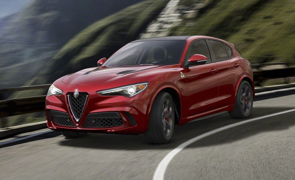 <p>Crossovers are some of the least exciting vehicles on the planet, but <a href="http://www.roadandtrack.com/car-shows/los-angeles-auto-show/news/a31585/alfa-romeo-stelvio-revealed/" target="_blank" data-tracking-id="recirc-text-link">the Alfa Romeo Stelvio</a> has our attention. In QV form, it gets a 505-horsepower V6 and is capable of hitting 60 mph in a claimed 3.9 seconds. CUV or not, that sounds like a blast.&nbsp;</p>