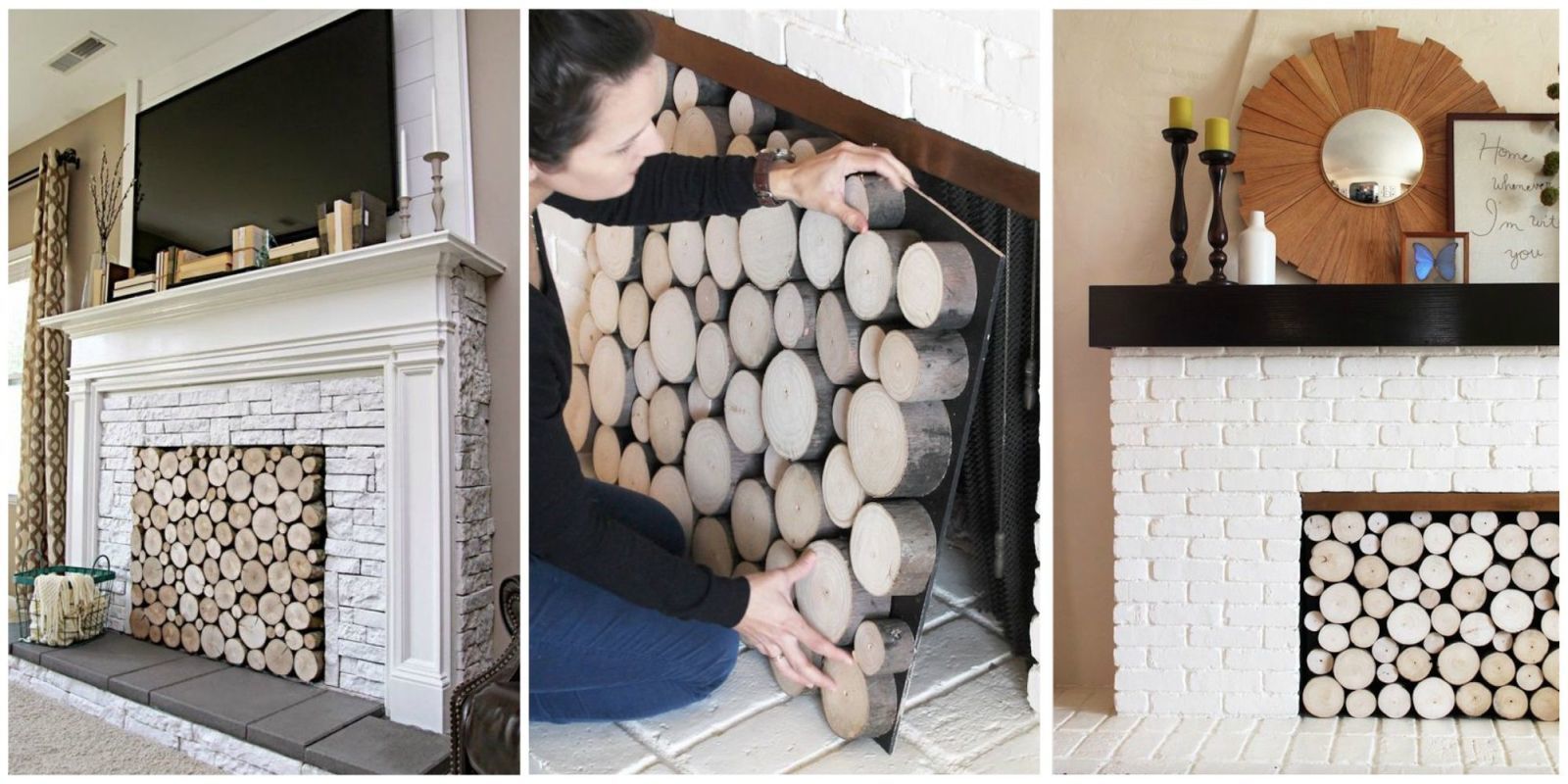 Stacked Wood Screens Are Certainly One Way to Cover Your Fireplace