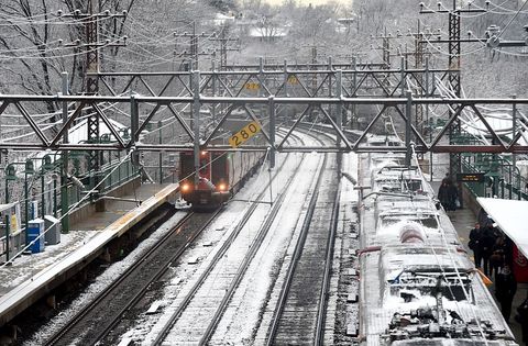 Mode of transport, Track, Winter, Transport, Rolling stock, Railway, Electricity, Freezing, Train, Snow, 