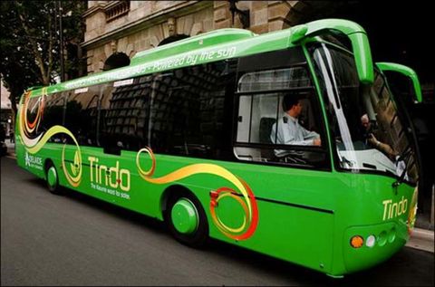 <p>In 2013, the city of Adelaide in South Australia put the first fully solar-powered public transit bus into commission. <a href="https://cleantechnica.com/2013/09/11/adelaide-creates-worlds-first-solar-powered-public-transit-system/" data-tracking-id="recirc-text-link">Called the "Tindo,"</a> which is aboriginal for Sun, the bus can travel 125 miles before needing to recharge, which is does at a base station at the Adelaide Central Bus station. It also provides free wi-fi and A/C for up to 40 passengers.<span class="redactor-invisible-space" data-verified="redactor" data-redactor-tag="span" data-redactor-class="redactor-invisible-space"></span></p>