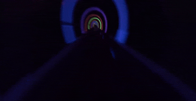Darkness, Colorfulness, Light, Electric blue, Tunnel, Arch, Symmetry, 