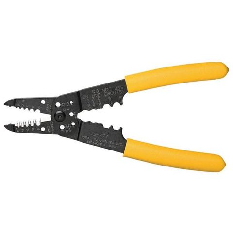 <p><strong data-redactor-tag="strong">Overall length: </strong><span>12 ½ inches&nbsp;</span></p><p><strong data-redactor-tag="strong">Special features: </strong>Hex-shaped crimp die for co-ax cables. The only front stripper in the test uses one hole for stripping both 12- and 14-gauge wire. We were dubious about that, but it seems to work okay. Relatively short length makes storage easier but reduces leverage for cutting long screws. <strong data-redactor-tag="strong">$</strong><a href="https://www.amazon.com/Ideal-45-777-7-Stripper-Case/dp/B001D1KTHE"><strong data-redactor-tag="strong">27</strong></a>&nbsp;</p>