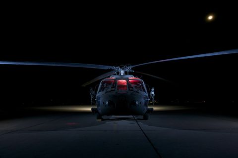Helicopter, Helicopter rotor, Rotorcraft, Aircraft, Vehicle, Aviation, Military helicopter, Black hawk, Night, Military aircraft, 