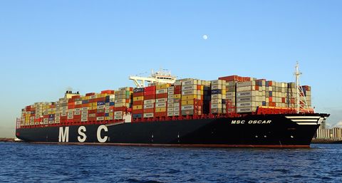 Container ship, Water transportation, Panamax, Freight transport, Vehicle, Feeder ship, Transport, Shipping container, Ship, Boat, 