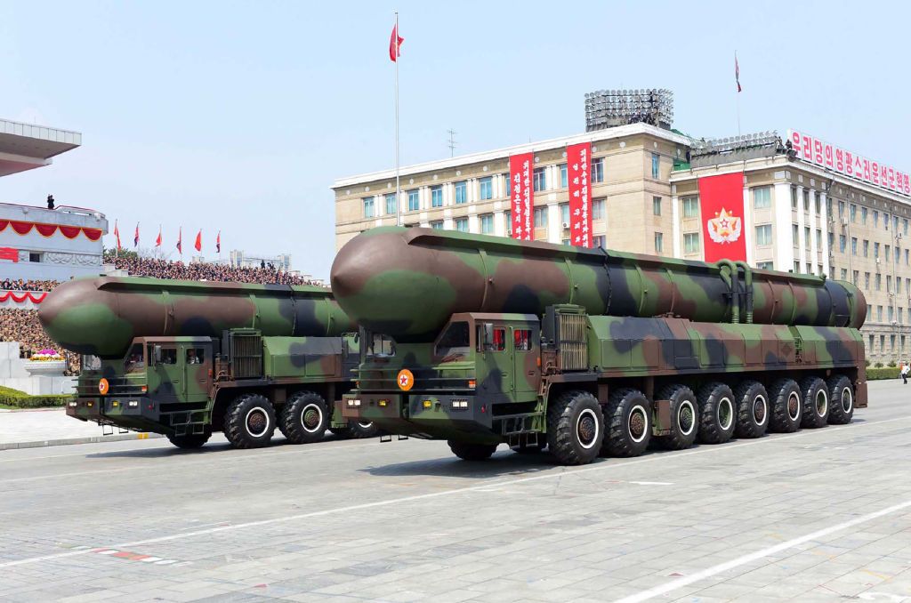 North Korea missiles on parade