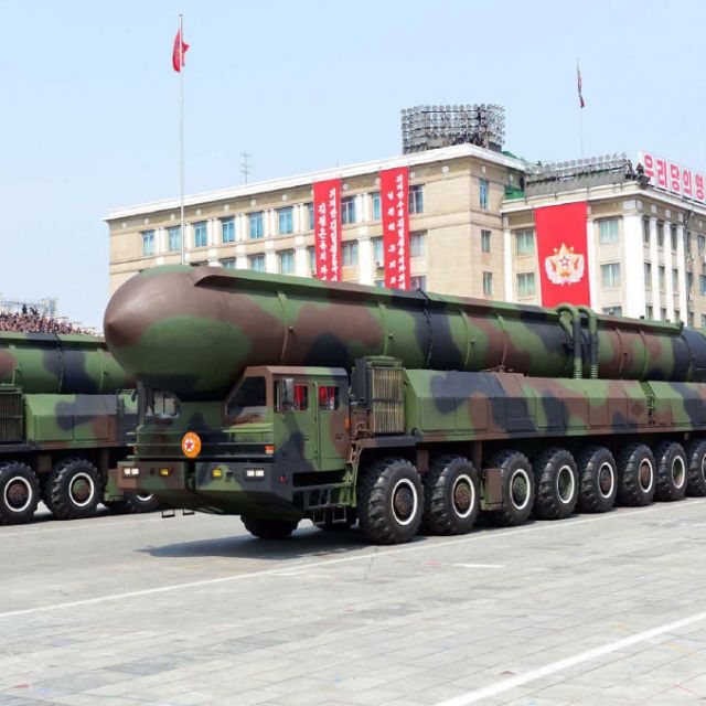 North Korea missiles on parade