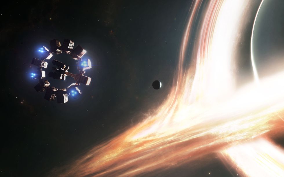 traveling through outer space, in the movie interstellar