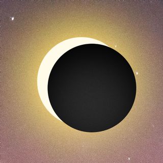 Circle, Yellow, Eclipse, Celestial event, Sky, Corona, Atmosphere, Material property, Astronomical object, Illustration, 