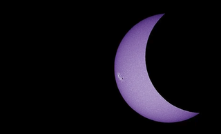 Crescent, Purple, Moon, Violet, Atmosphere, Symbol, Space, Astronomical object, Eclipse, Night, 